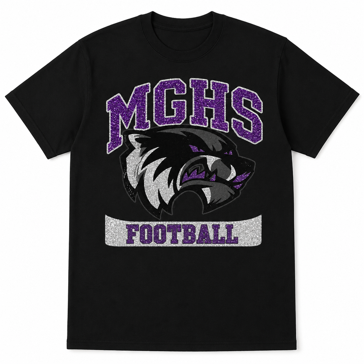 MGHS Football Glitter Tee - Black