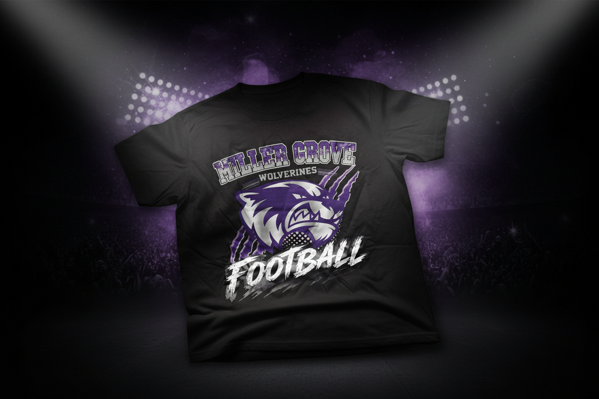 Miller Grove Wolverines Football Tee - Black