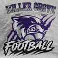 Miller Grove Wolverines Football tee in heather grey with purple and silver mascot graphic