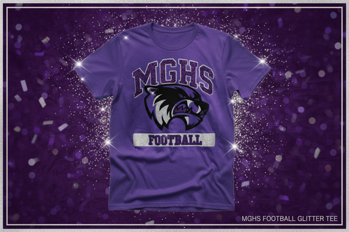 Purple Glitter Football Tee Landing